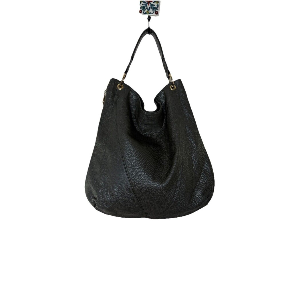Pour la Victoire Vtg-Style Pebbled Leather Expandable Hobo Tote Purse Bag Olive